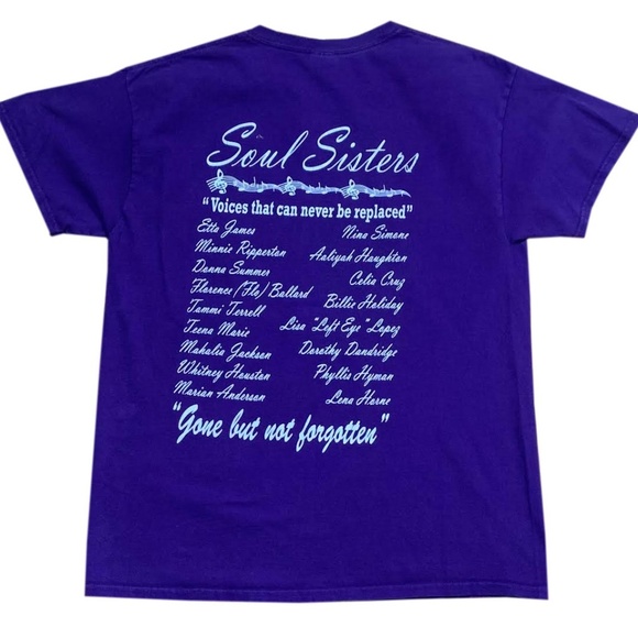 Soul Sisters "Voices That Can Never Be Replaced" Purple T Shirt (Size L, Fits Sm - Picture 4 of 4